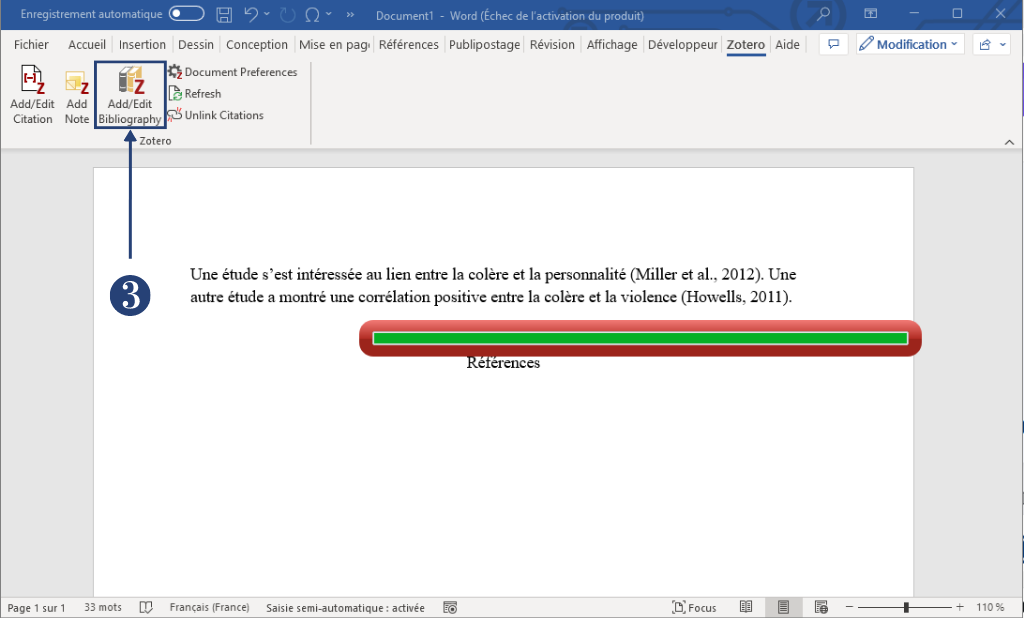 indication de l'icone pour ajouter une citation dans une bibliographie